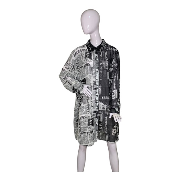 Live 4 Truth Other - Live 4 Truth NWOT Newspaper Black & White Print Kimono-Cover Long Sleeve Size 3X
